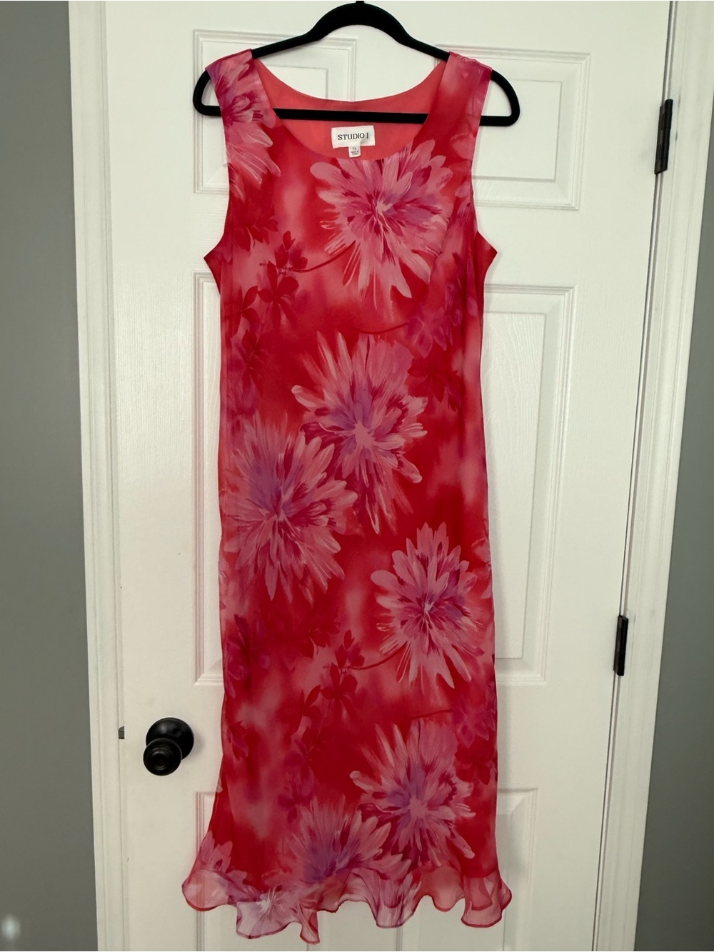 Studio 1 y2k Red Floral Sleeveless Midi Dress- size 18